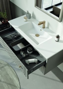 Orka Lipari 100 (Ayaklı) Banyo Dolabı Mat Vizon ( Boy Dolabı Hariçtir )