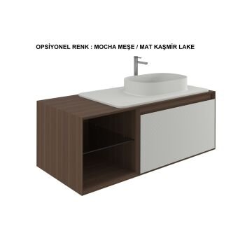 Orka Pacific 180 Banyo Dolabı + Boy Dolabı 40 Mocha Meşe / Mat Vizon (Boy Dolabı Dahildir)