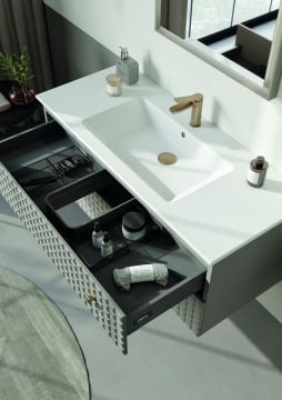 Orka Lipari 120 (Asma) Banyo Dolabı Mat Vizon ( Boy Dolabı Hariçtir )