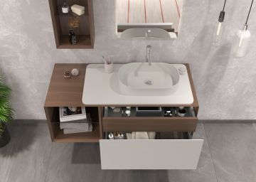 Orka Pacific 180 Banyo Dolabı Mocha Meşe / Mat Vizon (Boy Dolabı Hariçtir)