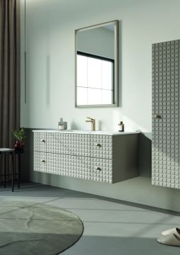Orka Lipari 100 (Asma) Banyo Dolabı + Boy Dolabı 40 Mat Vizon ( Boy Dolabı Dahildir )