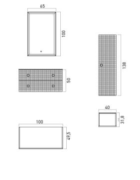 Orka Lipari 100 (Asma) Banyo Dolabı + Boy Dolabı 40 Mat Vizon ( Boy Dolabı Dahildir )