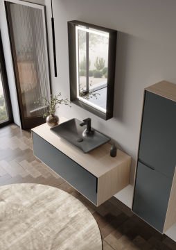 Orka Craft 80 Banyo Dolabı + Boy Dolabı 40 Meşe / Mat Antrasit ( Boy Dolabı Dahildir )