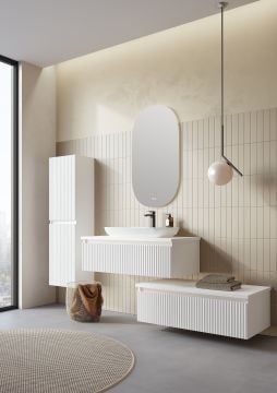 Orka Lentia 80 Banyo Dolabı Beyaz + Alt Yan Dolap 80 Beyaz ( Boy Dolabı 40 Beyaz Hariçtir)