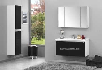 Orka Terme 100 Banyo Dolabı + Boy Dolabı 35 Siyah (Boy Dolabı Dahildir)