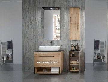 Orka Knidos 70+30 Banyo Dolabı Legnano (Beyaz Lavabolu) ( Alt Yan Boy Dolabı Dahildir - Üst Asma Yan Boy Dolabı Hariçtir )