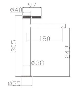 Orka Slim Lavabo Bataryası Yüksek Tip SLM 7601 GB Siyah