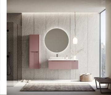 Orka Biella 120 Banyo Dolabı ( Led'li Aynalı ) + Boy Dolabı Pudra ( Boy Dolabı Dahildir )