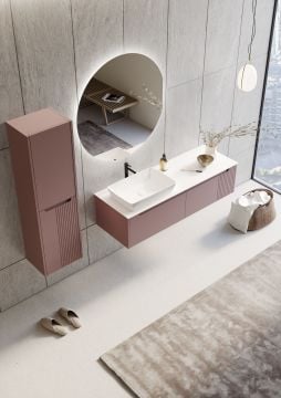 Orka Biella 120 Banyo Dolabı ( Dolaplı Aynalı ) + Boy Dolabı Pudra ( Boy Dolabı Dahildir )