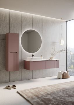 Orka Biella 100 Banyo Dolabı ( Led'li Aynalı ) + Boy Dolabı Pudra ( Boy Dolabı Dahildir )