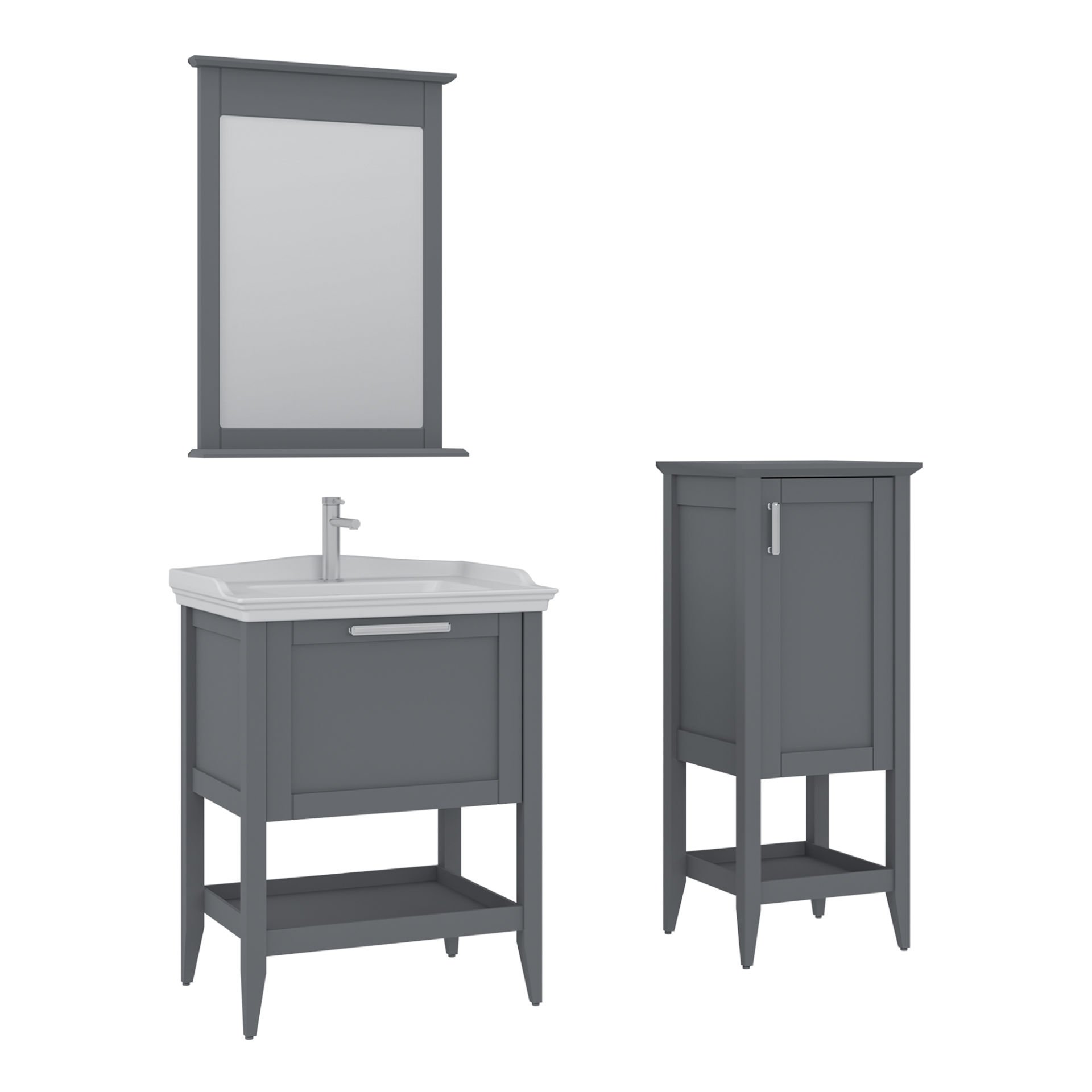 Orka Bastle 65 Banyo Dolabı + Boy Dolabı 48 Gri (Boy Dolabı Dahildir)