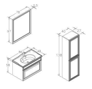 Orka Design 85 Banyo Dolabı + Boy Dolabı 40 Antrasit ( Boy Dolabı Dahildir )