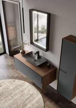 Orka Craft 100 Banyo Dolabı + Boy Dolabı 40 Meşe / Mat Antrasit ( Boy Dolabı Dahildir )
