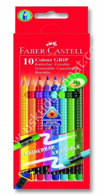 Faber Castell Grip 2001 Silinebilir Silgili Boya Kalemi 10 Renk