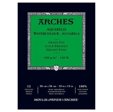 Arches Suluboya Kağıt Pedi Doğal Beyaz Soğuk Pres 140lb 300gr 26x3612 Yaprak