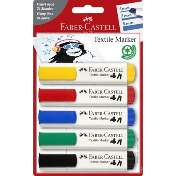 Faber Castell Textil Marker - kumaş Kalemi seti 5 li