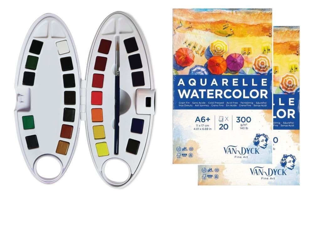 Pebeo Watercolor Oval Dizayn Aquarell 24''lü Set 2 Defter Hediyeli