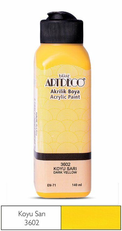 Artdeco Yeni Formül Akrilik Boya 140 ml 3602 Koyu Sarı