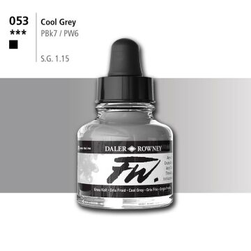Daler Rowney Fw Acrylic Artisits Ink 29.5 ml Damlalıklı Cam Şişe Cool Grey 053