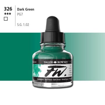 Daler Rowney Fw Acrylic Artisits Ink 29.5 ml Damlalıklı Cam Şişe Dark Green 326