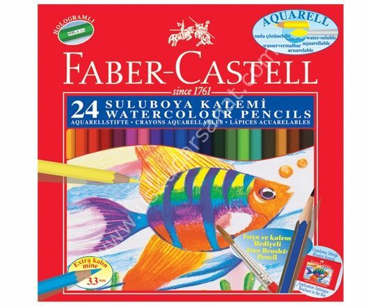 Faber Castell Aquarell Boya Kalemi 24 Renk Tam boy Set
