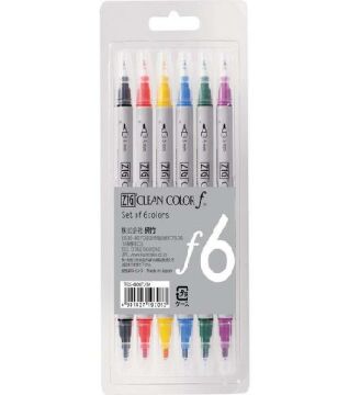 Zig Clean Color f Çift Uçlu Kalem 6 Renk Set