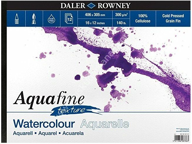 Daler Rowney Aquafine Texture Suluboya Blok 300gr 406x305mm 12 Yaprak