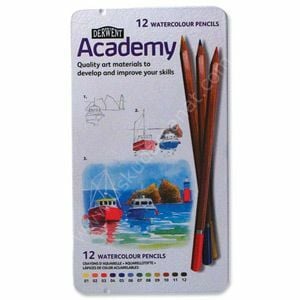 Derwent Academy Watercolour Pencils Aquarel Boya 12'li Teneke Kutu