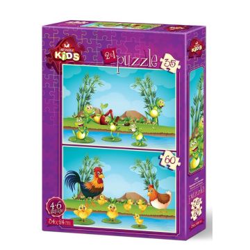 4496 Hayvanlar ve Yavruları 35+60 Parça Çocuk Puzzle
