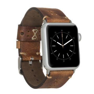 Apple Watch Uyumlu Deri Kordon 38-40-41mm Delikli Taba