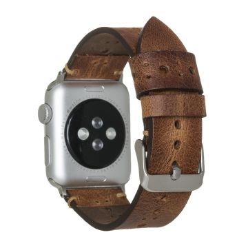 Apple Watch Uyumlu Deri Kordon 38-40-41mm Delikli Taba