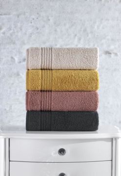 Cotton Box Plump 50x90 4'lü Havlu Seti Bej Gülkurusu Hardal Antrasit