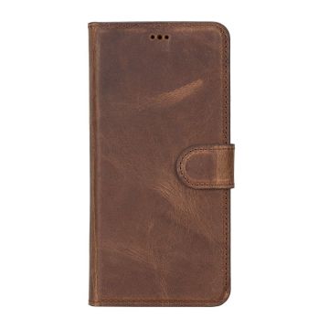 Samsung Galaxy S22 Plus Uyumlu Deri Cüzdanlı Kılıf MWWN G2 Kahve