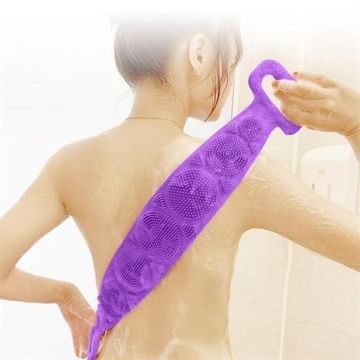 Çift Taraflı Banyo Hamam Lifi Silikon Masajlı Yumuşak Duş Lifi Uzun Ömürlü Hazır Banyo Kesesi -1 Adet Stokta Olan Renk Gönderilir