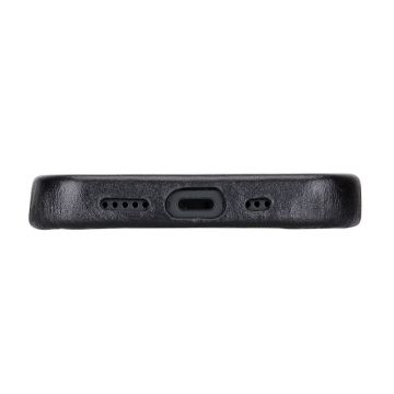 Apple iPhone 13 Mini Uyumlu Deri Arka Kapak ROCK RST1 Siyah