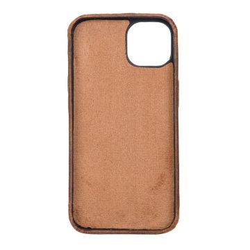Apple iPhone 13 Mini Uyumlu Deri Arka Kapak ROCK G2 Kahverengi