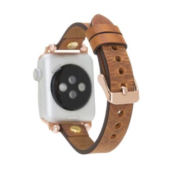Bouletta Apple Watch Uyumlu Deri Kordon 38-40-41mm GT G19 Taba