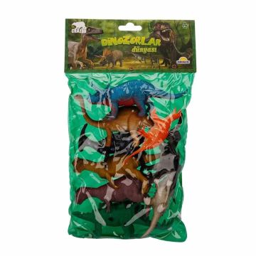 0714 Dinozorların Dünyası Poşetli 9'lu Hayvan Oyun Seti -Sunman