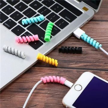 4lü Apple, Android Şaj Kablosu Koruyucu Silikon Spiral Yay Aparat - 1 Adet Fiyatıdır