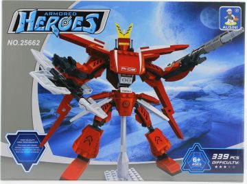 Ausini 339 Parça Heroes Standlı Kırmızı Robot