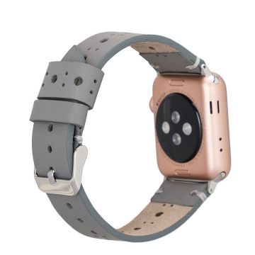 Apple Watch Uyumlu Deri Kordon BA8 42-44-45mm RST9 Gri