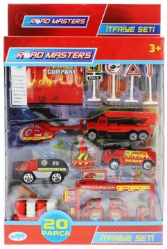 Die Cast Metal 20 Parça İtfaiye Seti - Helikopterli