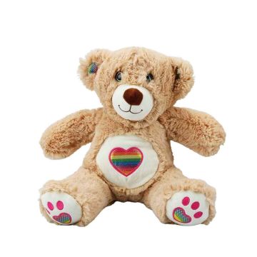 3184 Gökkuşağı Kalpli Peluş Ayı 30 cm