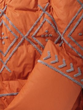 Cotton Box Puf Nakışlı Ranforce Çift Kişilik Nevresim Takımı Lia Kiremit Bej