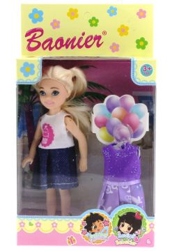 Baonier Mor Yedek Elbiseli Bebeğim