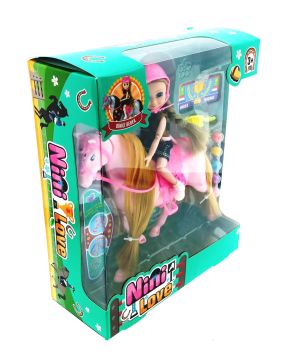 Nini Love Binici Bebek Pembe At