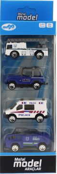 4'Lü Die Cast Polis Seti