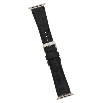 Apple Watch Uyumlu Deri Kordon 42-44-45mm DE5 Siyah