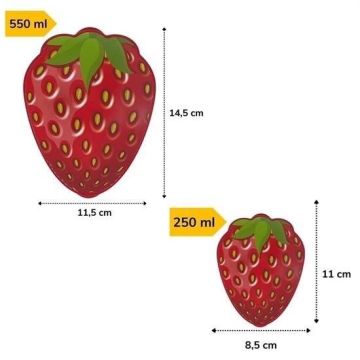 2\'li İç İçe Geçebilen Çilek Model Saklama ve Beslenme Kabı Seti (550 ml + 250 ml)