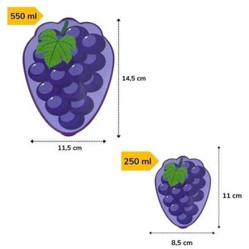 2\'li İç İçe Geçebilen Üzüm Model Saklama ve Beslenme Kabı Seti (550 ml + 250 ml)